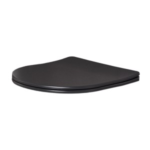Schwarzer Duroplast WC-Sitz mit Soft-Close, abnehmbar, für KOLMAN WC-Komplettset. Modernes Design.