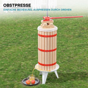 Wiltec Obstpresse 30L aus Holz mit Presstuch und Metallspindel