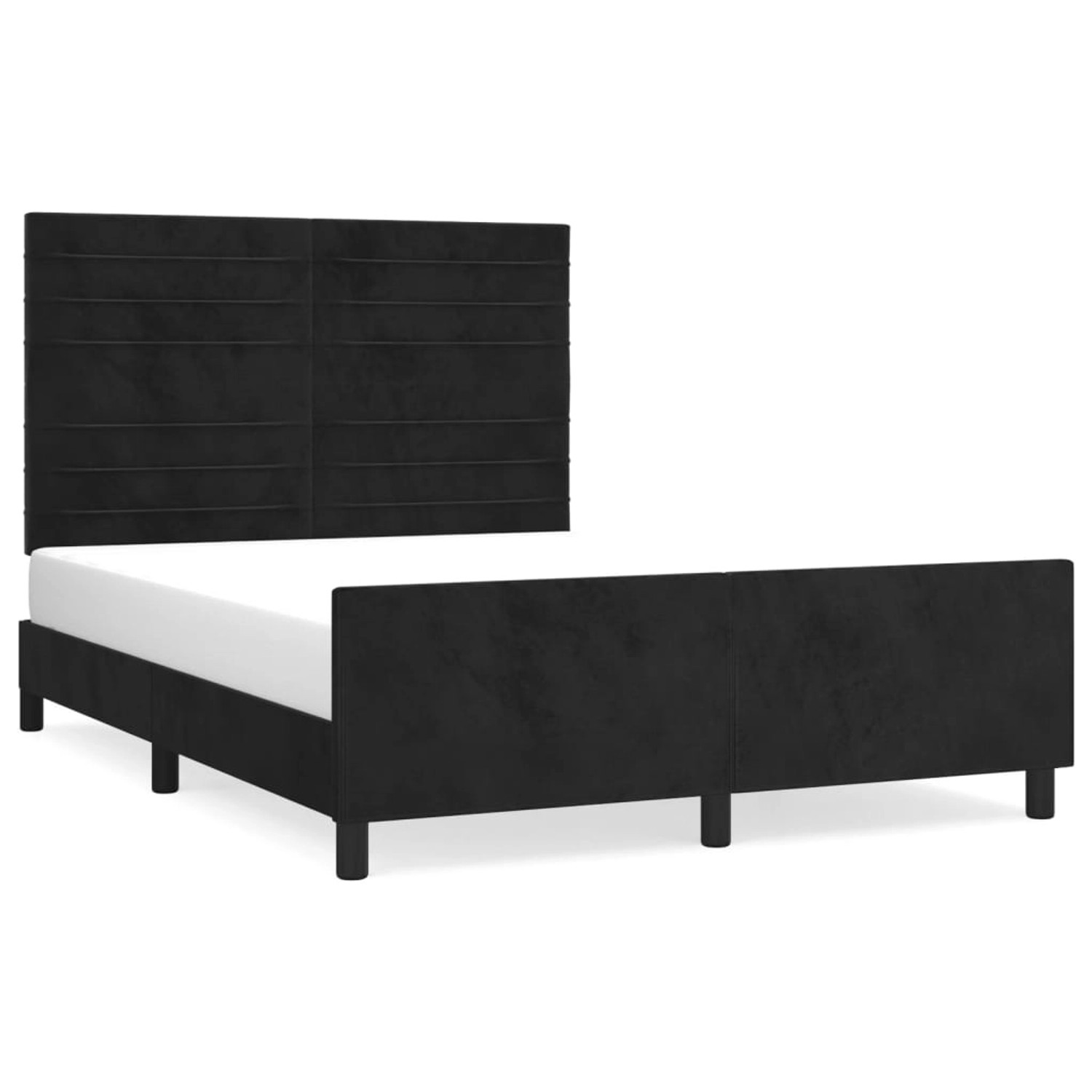 vidaXL Bettgestell Bettrahmen mit Kopfteil Schwarz 140x200 cm Samt Bett Bet günstig online kaufen