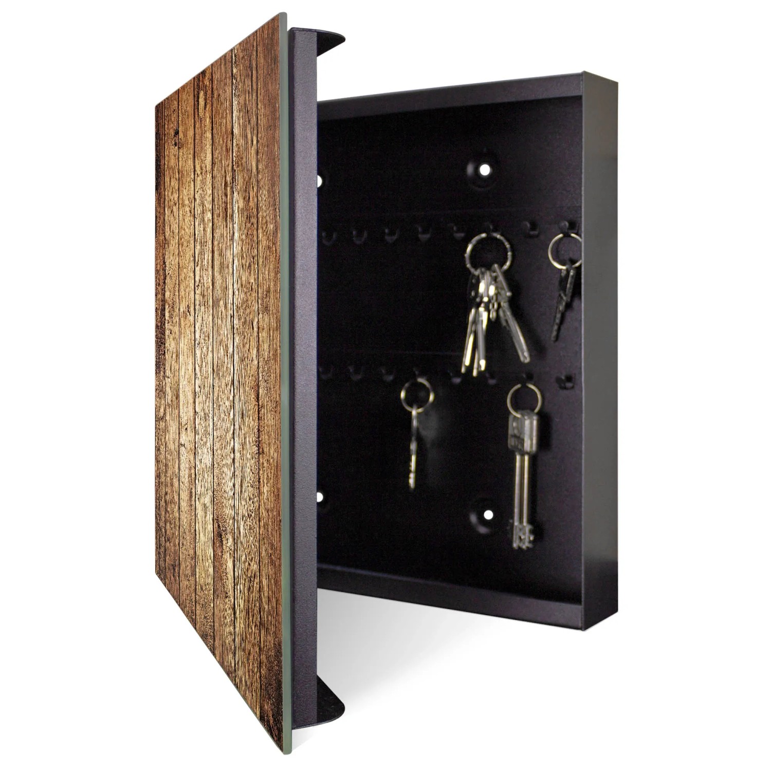 Banjado Schlüsselkasten Glas 30x30 Cm – Mit 50 Haken & Magnetischer Glastür, Beschreibbar | Moderne Schlüsselaufbewahrung Mit Katzen-Motiv