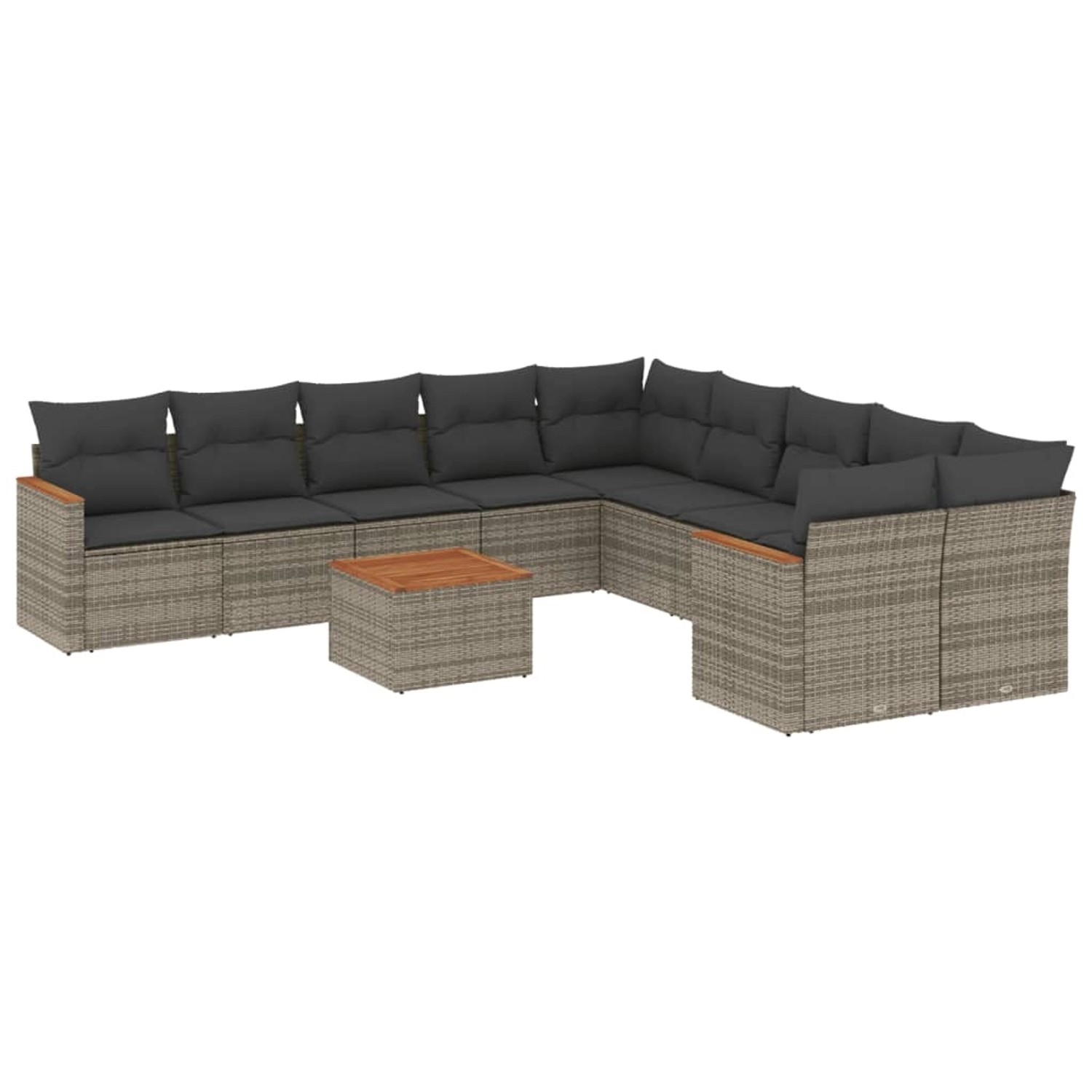 vidaXL 11-Tlg Garten-Sofagarnitur mit Kissen Grau Poly Rattan 3226361 günstig online kaufen