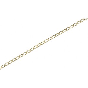 Goldfarbene Panzerkette aus Messing, 2 mm stark, als Meterware für Deko-Zwecke.