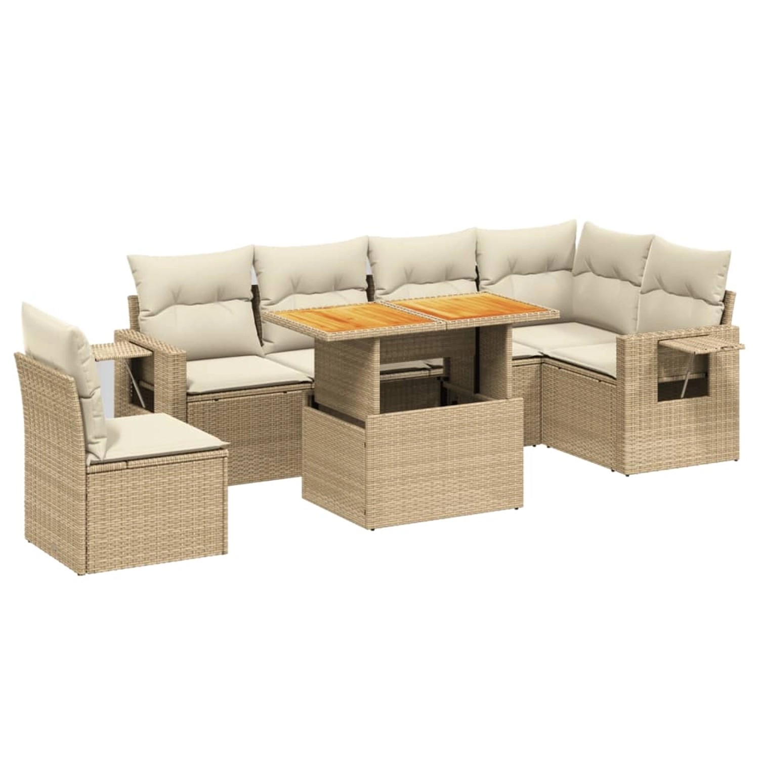 vidaXL 7-tlg Garten-Sofagarnitur mit Kissen Beige Poly Rattan Modell 319 günstig online kaufen