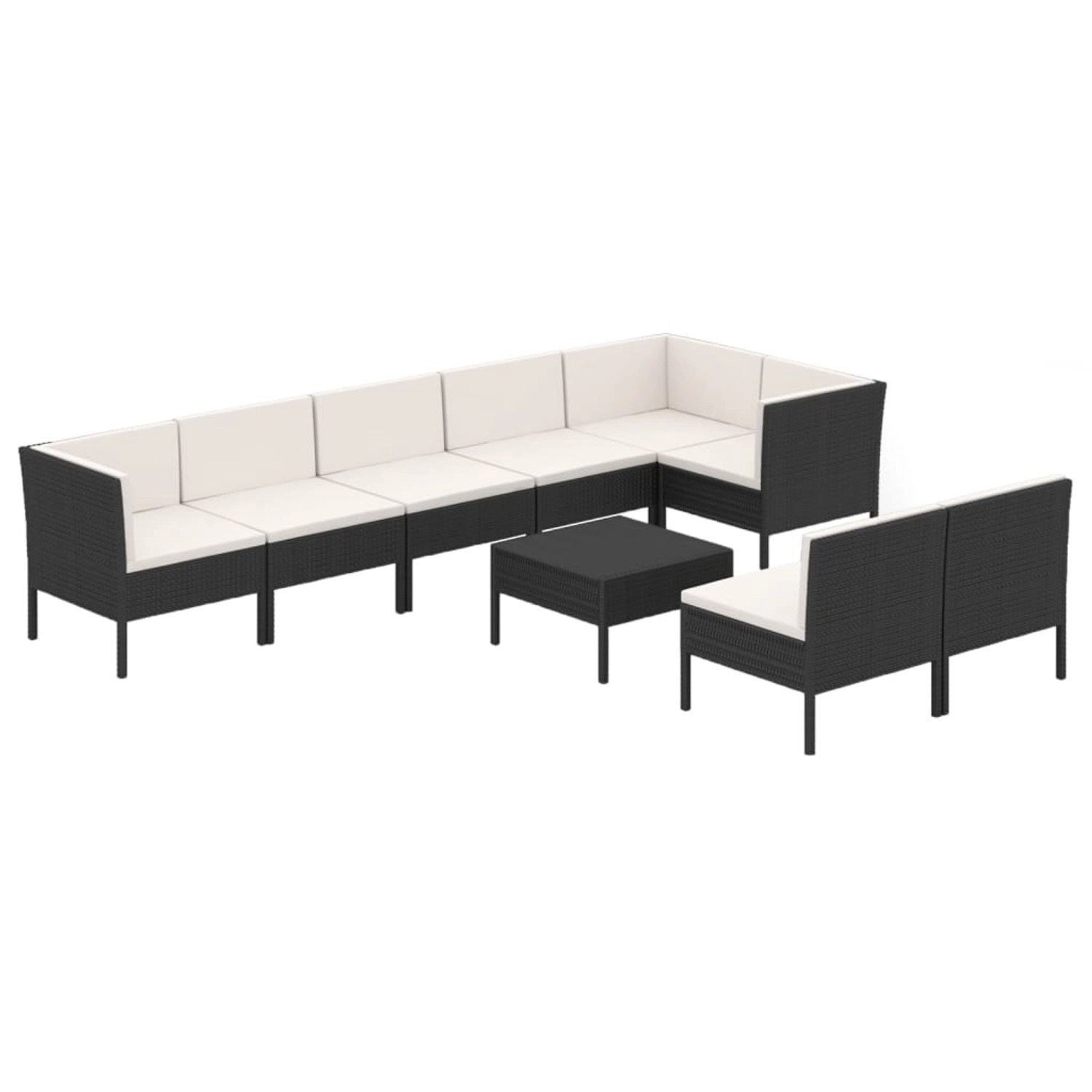 vidaXL 9-tlg Garten-Lounge-Set mit Auflagen Poly Rattan Schwarz Modell 28