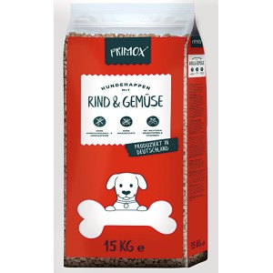 Primox Hunde-Trockenfutter mit Rind & Gemüse, 15kg Sack. Alleinfutter für Hunde.