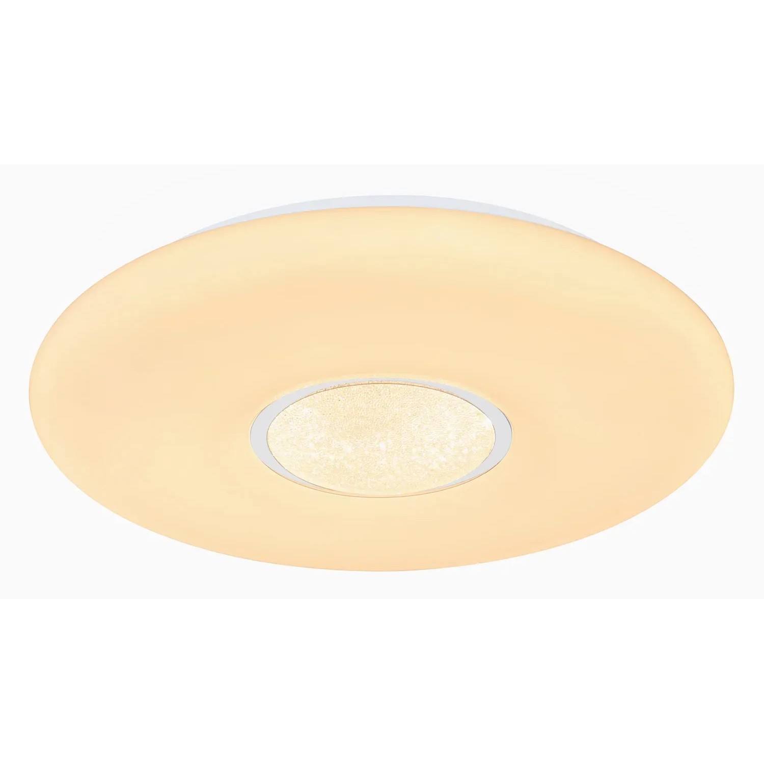 Weiße LED-Deckenleuchte Sully von Globo, dimmbar mit Farbwechsel und Fernbedienung, Ø 41 cm.