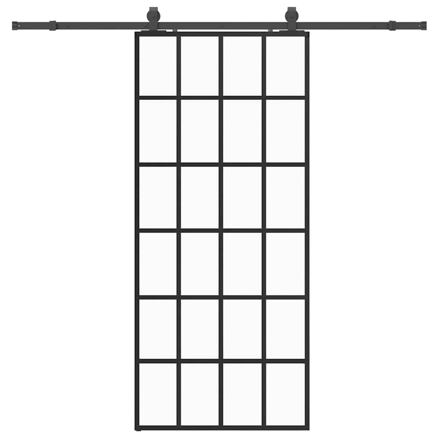 vidaXL Schiebetür mit Beschlag Schwarz 90x205 cm ESG-Glas 3375934