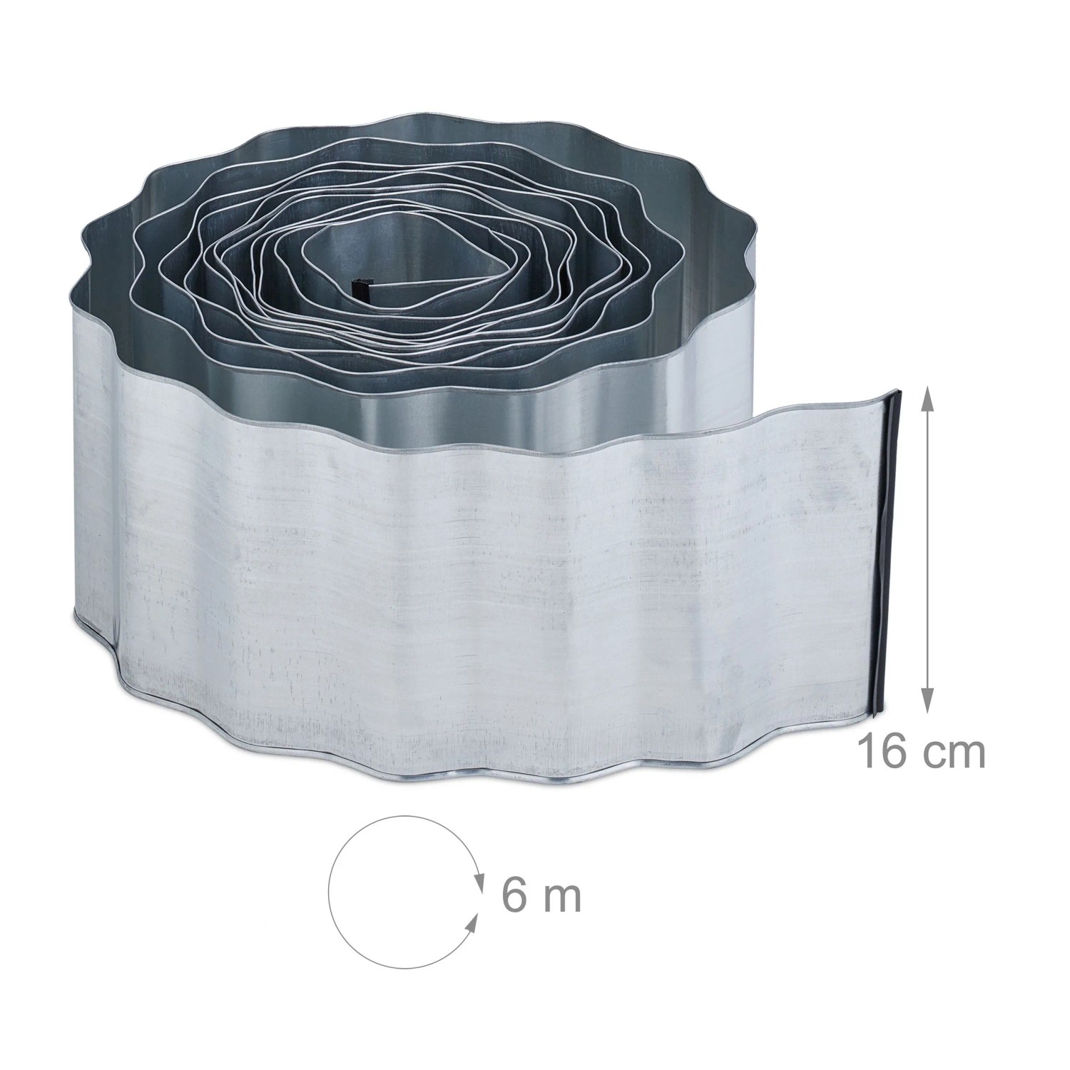 Relaxdays Rasenkante Eisen Silber Verzinkt Flexibel 16 cm x 600 cm 2 kg_4