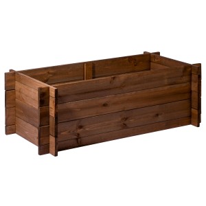 Dunkelbraunes Dobar Steck-Hochbeet aus Massivholz, 117x58,5x38,5 cm, für Garten & Terrasse.