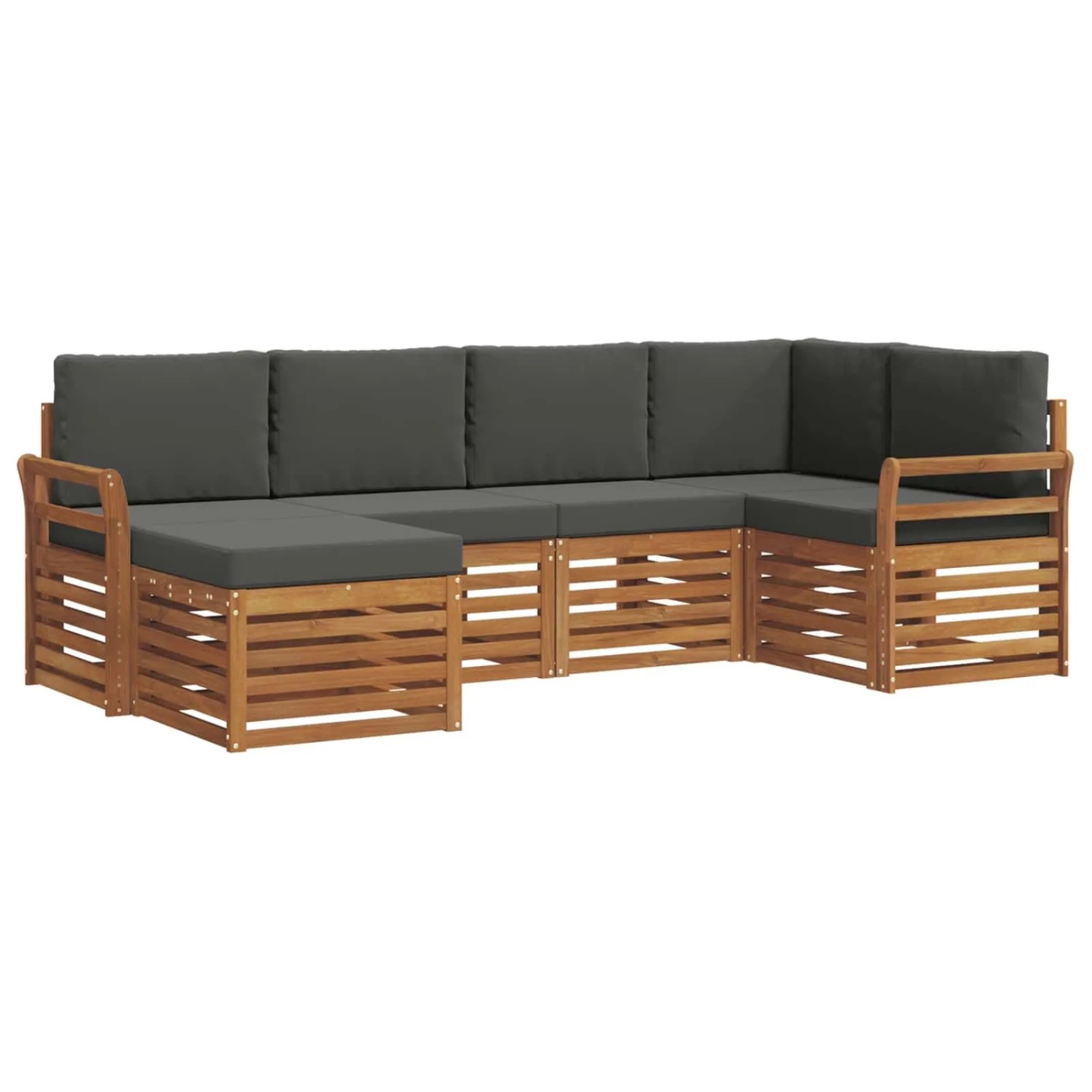 vidaXL Sofagarnituren 6 Tlg Natur und Anthrazit Massivholz Akazie 3375092