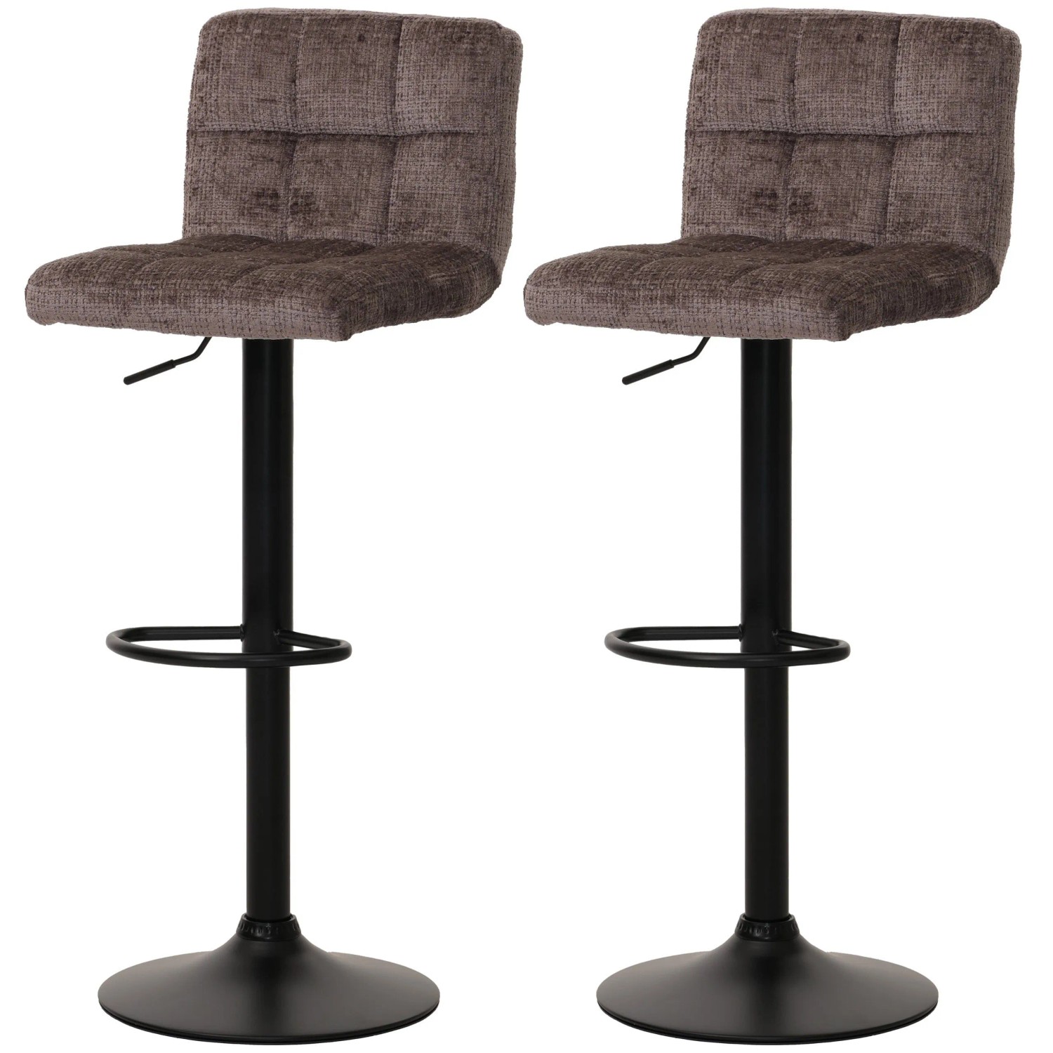 MCW Barhocker G87 2er-Set Braun Stoff Chenille günstig online kaufen