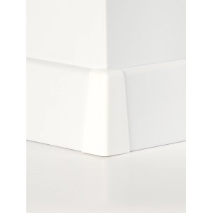 Weiße Außenecke für Neo Prime Sockelleiste, Zubehör für Laminat und Parkett.