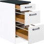 Optifit Unterschrank Salo214, 40 cm breit, mit 3 Auszügen, weiß und anthrazitfarbener Arbeitsplatte.