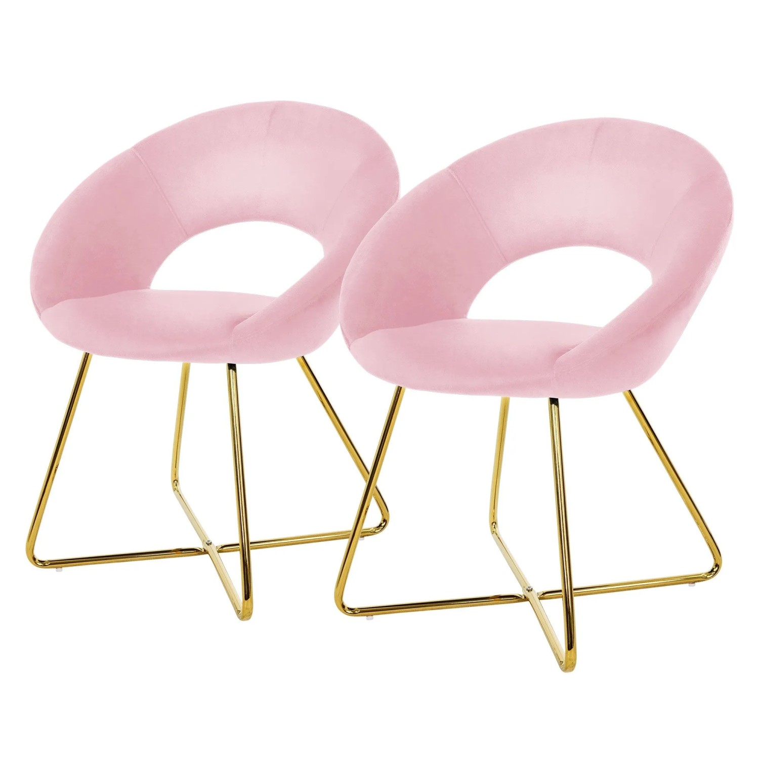 ML-Design Esszimmerstühle 2er Set Samtbezug Rosa Goldene Beine