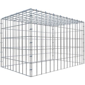 Leere Gabiona C-Ring Anbaukorb Gabione, 50x80x50cm, Maschenweite 5x10cm, aus verzinktem Draht.