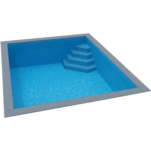 Blauer Styropor Pool Easy 6x3x1,5m mit Ecktreppe rechts, Einbaupool.