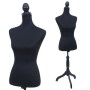 Schwarze weibliche Schneiderpuppe Q24 mit Schaumstofftorso, abnehmbarem Bezug und höhenverstellbarem Holzständer.