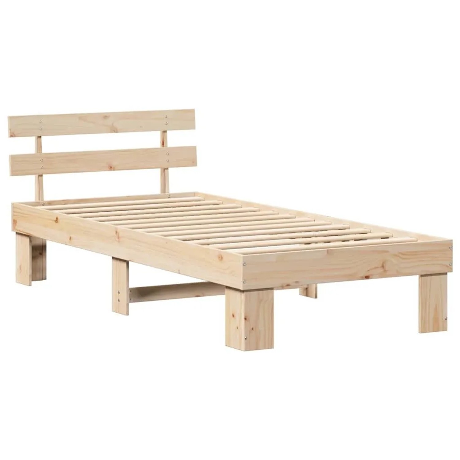 vidaXL Bettrahmen mit Kopfteil Natur 100 x 200 cm Massives Kiefernholz 872455