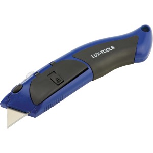 LUX Universalmesser Comfort, 60 mm Klingenlänge, blau-schwarz, mit ergonomischem Griff und Ersatzklingenmagazin.