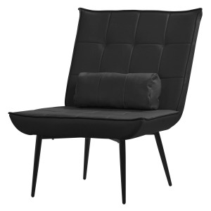 Schwarzer ML-Design Relaxsessel mit PU-Leder und Lendenkissen. Ergonomischer Loungesessel.
