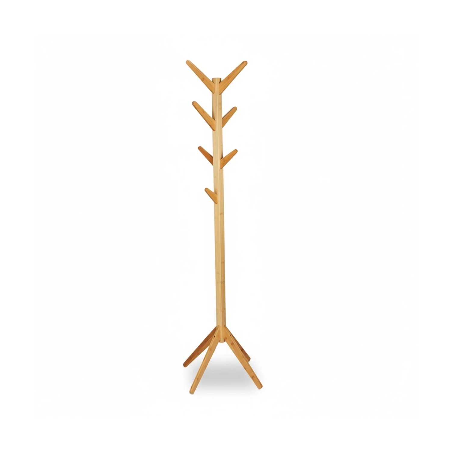 Relaxdays Garderobenständer Bambus Natur 8 Haken Freistehend 179 cm x 40,5 cm x 40,5 cm 2,5 kg