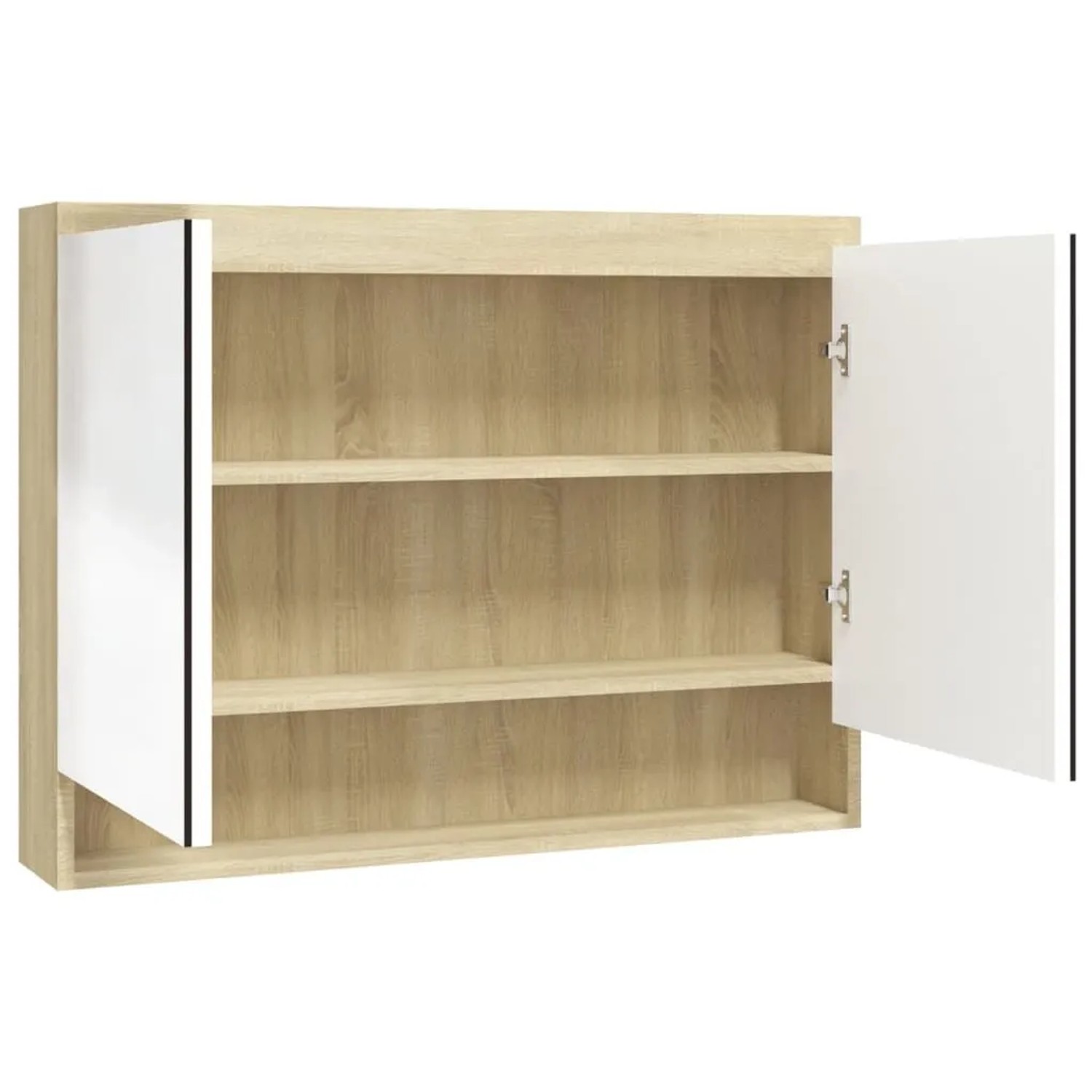 vidaXL Spiegelschrank fürs Bad 80x15x60 cm MDF Weiß und Eiche-Optik 331537