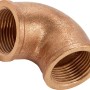 Gewinde-Winkel 30,3 mm (Rp 1) aus Rotguss, 90-Grad-Biegung für Sanitär- und Heizungssysteme.