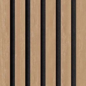 Akustikpaneel Muster Buche unbehandelt mit schwarzem Filz. Holzpaneel für Wand und Decke.