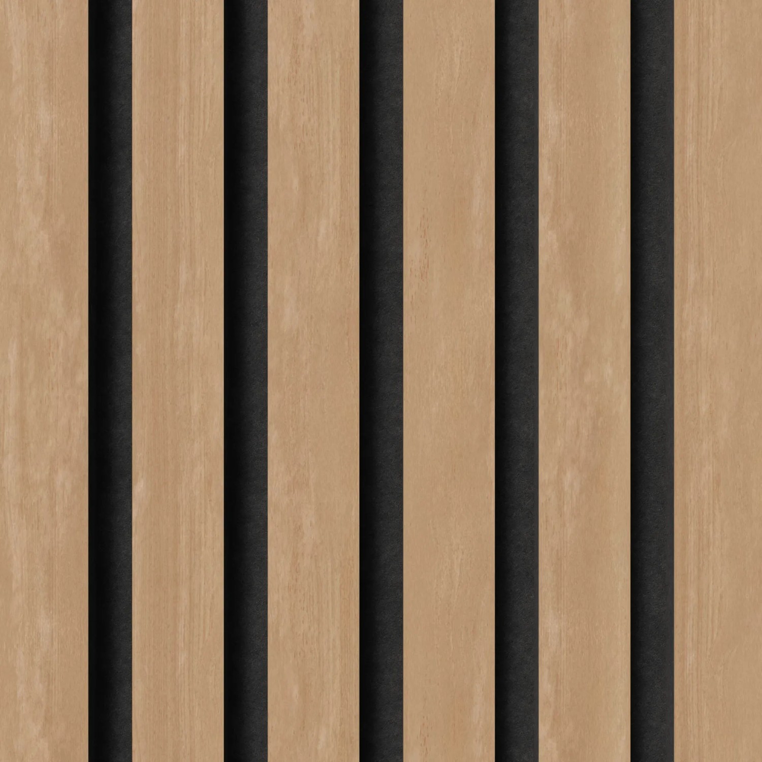 Akustikpaneel Muster Buche unbehandelt mit schwarzem Filz. Holzpaneel für Wand und Decke.