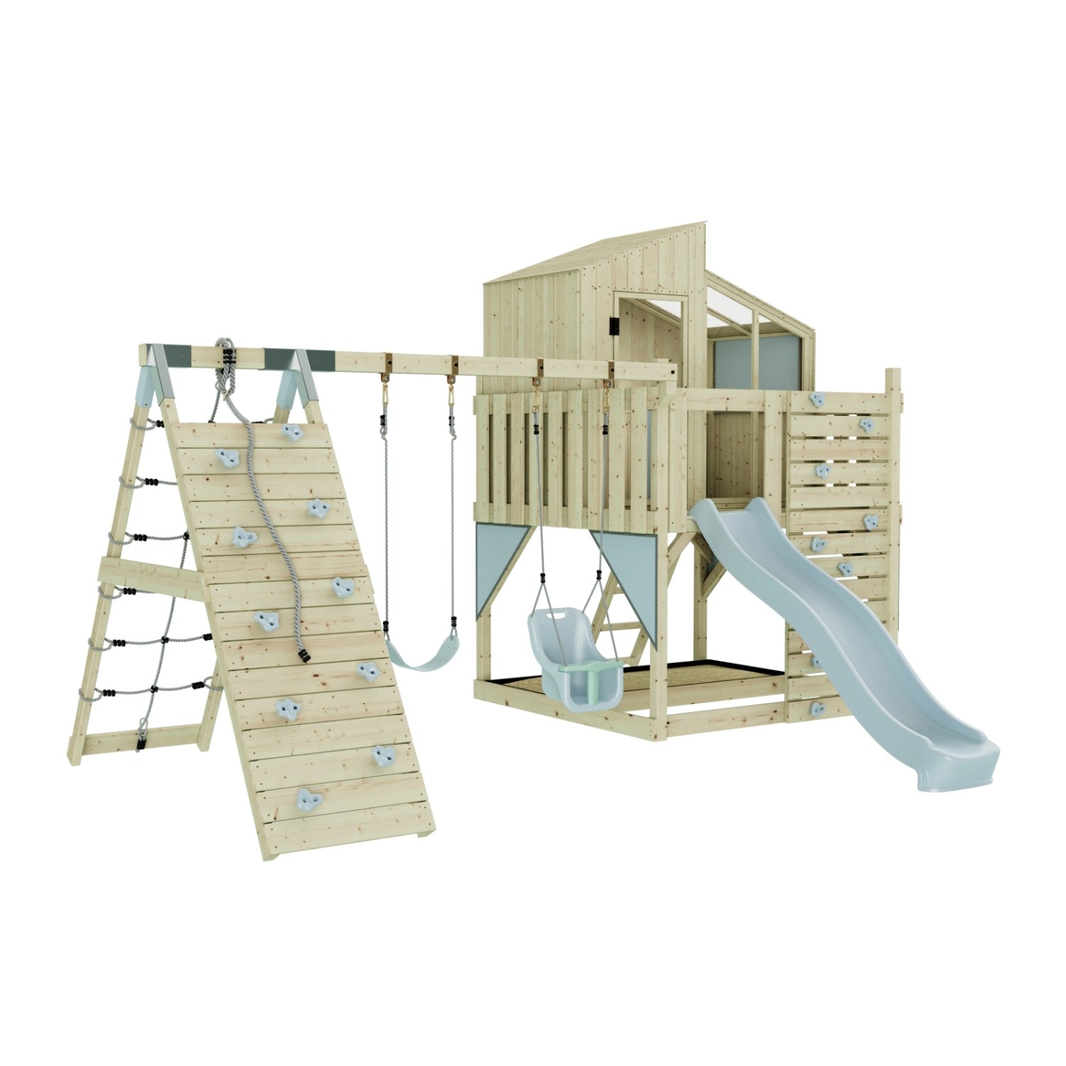 OutdoorToys Spielturm Finn mit Babyschaukel Eisblau günstig online kaufen