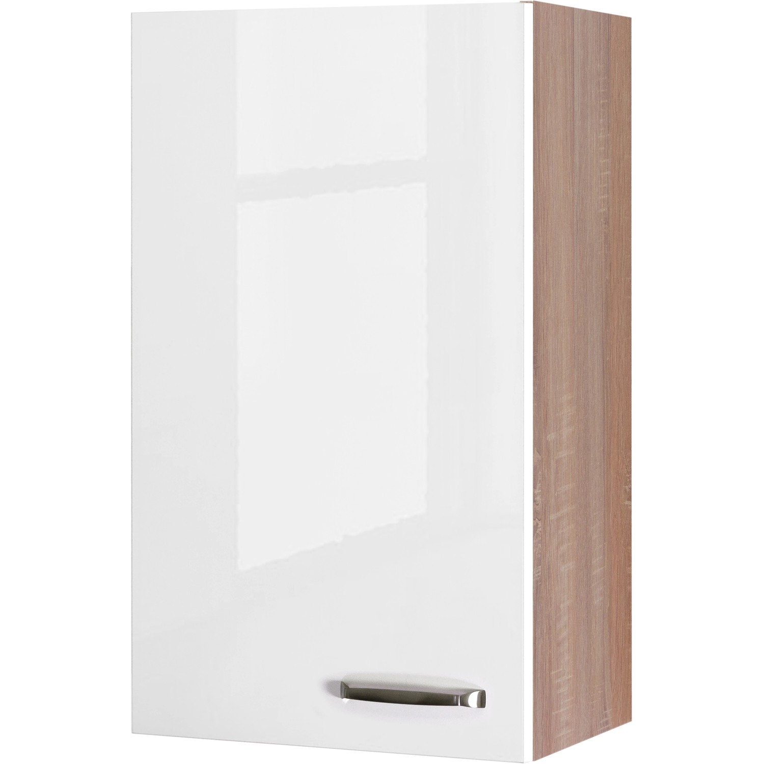 Flex-Well Exclusiv Oberschrank Valero 50 cm x 89 cm Hochglanz Weiß-Sonoma Eiche