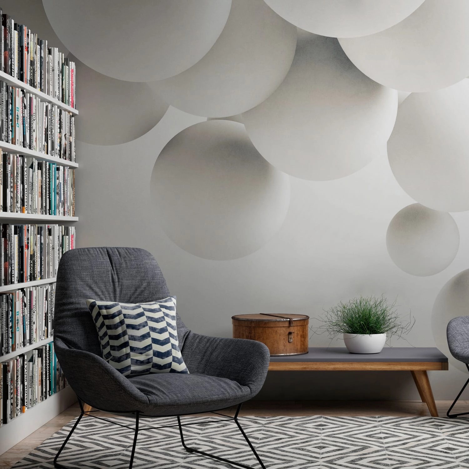 PROFHOME 382911-GU Fototapete 3D Matt Weiß Grau 3,71 m x 2,8 m 0,53 m x 20, günstig online kaufen