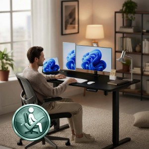 Relaxdays Schreibtisch Stahl Schwarz Höhenverstellbar mit LED Display 140 cm x 60 cm