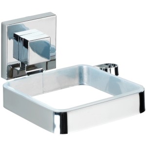 Wenko Vacuum-Loc® Haartrocknerhalter Quadro aus Edelstahl, zur Wandmontage im Badezimmer.