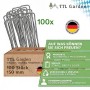100 U-förmige, verzinkte TTL GARDEN Erdanker aus Stahl, 150 mm lang, in braunem Karton für Garten & Camping.