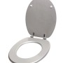 Sanilo WC-Sitz Glitzer Silber, Toilettendeckel aus Holz, geöffnet.