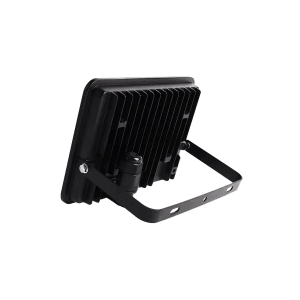Schwarzer LUXULA LED-Außenstrahler 50W mit Schnellverbinder und Montagebügel.