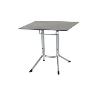 Rechteckiger, silberner Siena Garden Gartentisch Sola, 80x80 cm, ideal für Balkon oder Terrasse.
