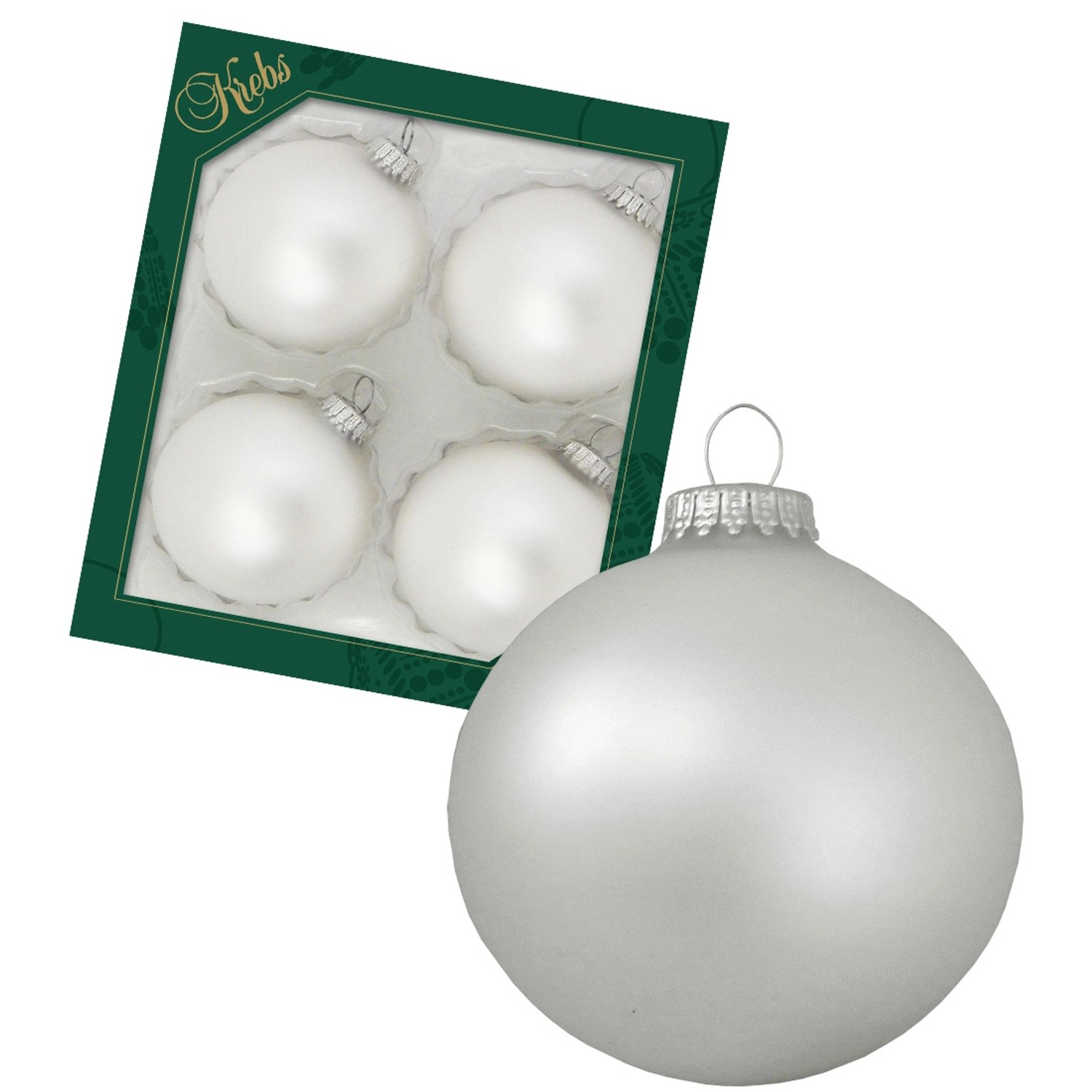 Krebs Glas Lauscha Weihnachtskugeln Uni-Design Honoria Silberfarbig 8cm