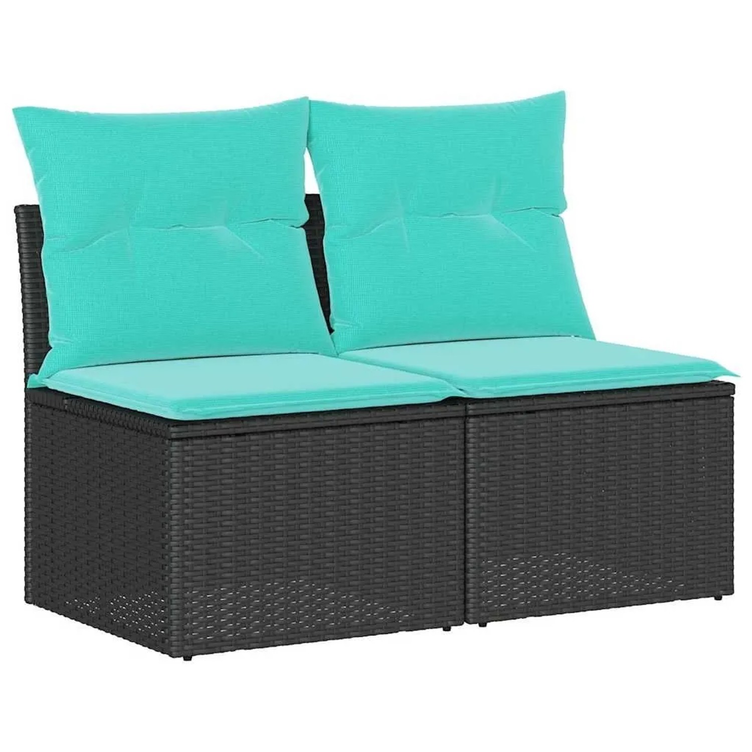 vidaXL 2 Tlg Garten-Sofagarnitur mit Kissen Schwarz Poly Rattan 3325243