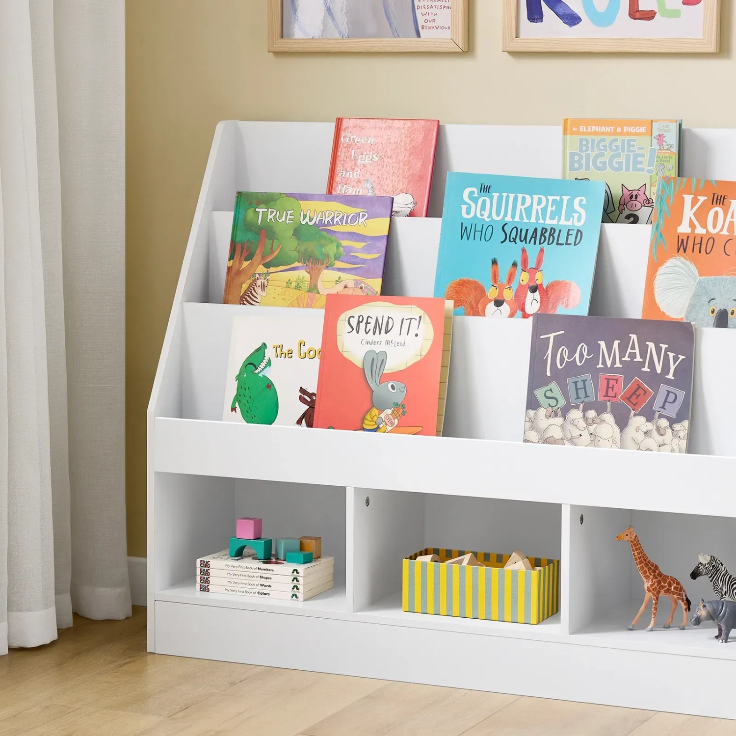 SoBuy Kinderregal KMB118-W Weiß mit 3 Ablagefächern für Spielzeug kaufen bei OBI