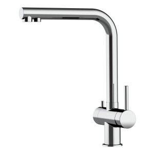 VIZIO Niederdruck 3-Wege Küchenarmatur aus Edelstahl, hochglanzpoliert und schwenkbar.