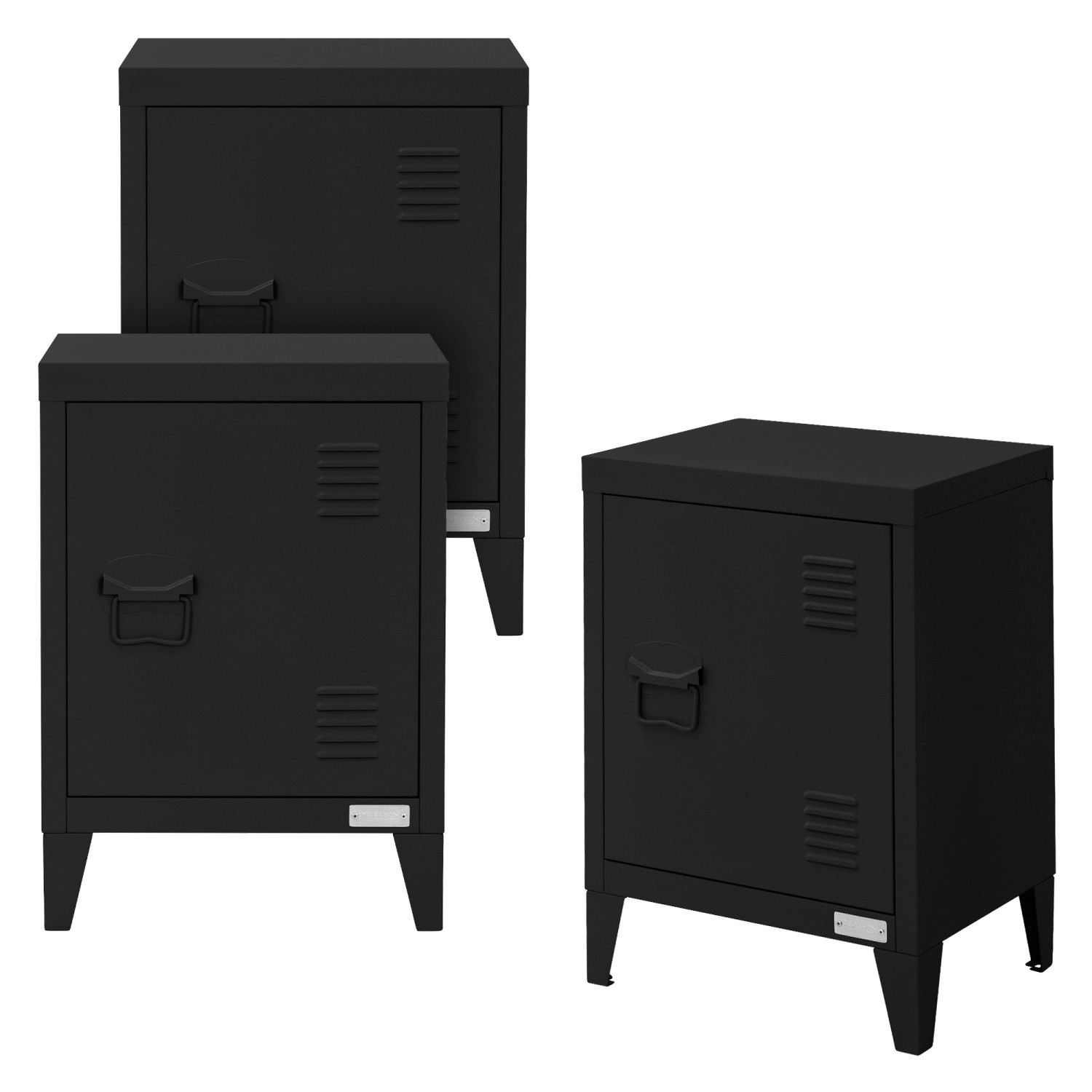 ML-Design 3Er Set Aktenschrank 40x30x57,5 cm Schwarz Stahl Freistehend