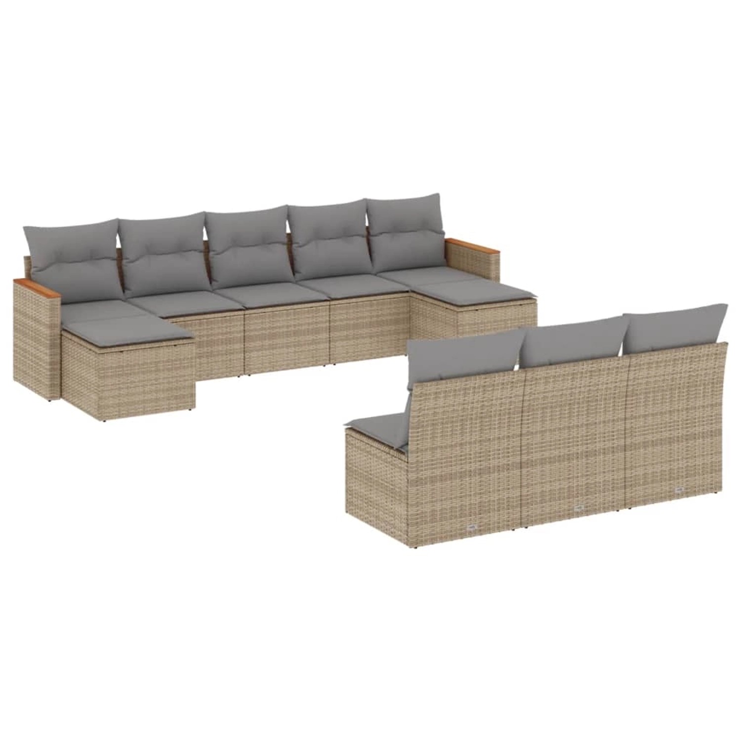 vidaXL 10-Tlg Garten-Sofagarnitur mit Kissen Beige Poly Rattan 3226388 günstig online kaufen