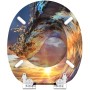 Sanilo WC-Sitz Wave mit Absenkautomatik, Holz, Wellen-Design mit Sonnenuntergang.