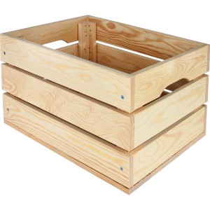 Große, unbehandelte Holz-Allzweckkiste (20,5 l) mit Tragegriffen für Lagerung und Transport.