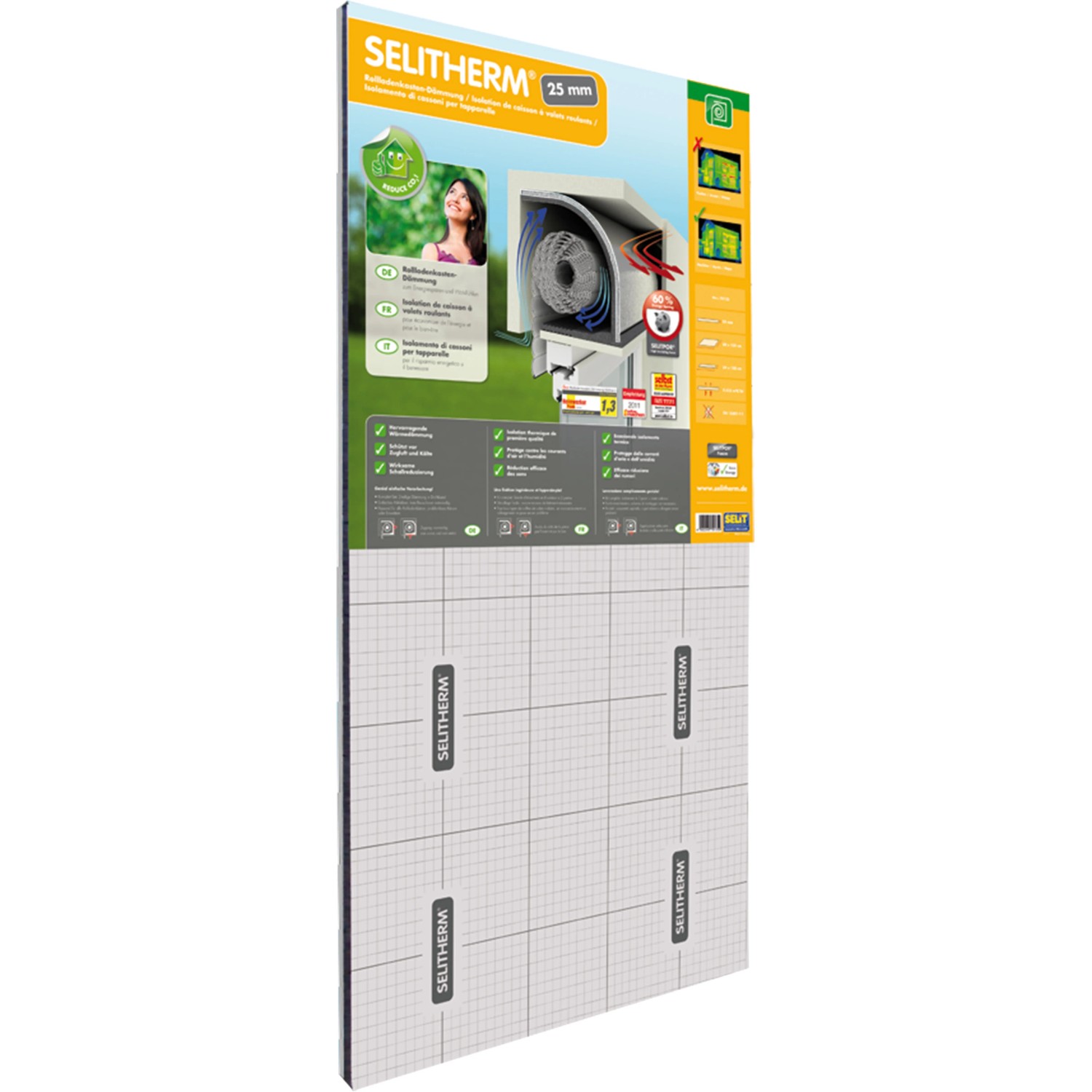 Selitherm Rollladenkastendämmung Komplett-Set, 25 mm. Dämmstoffzubehör zur Isolierung von Rollladenkästen.
