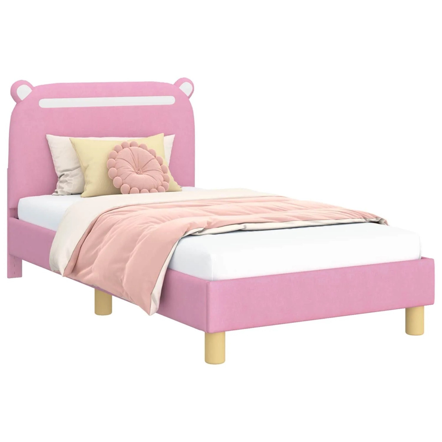 vidaXL Kinderbettgestell mit Kopfteil Rosa 80 x 160 cm Stoff 42011212 günstig online kaufen