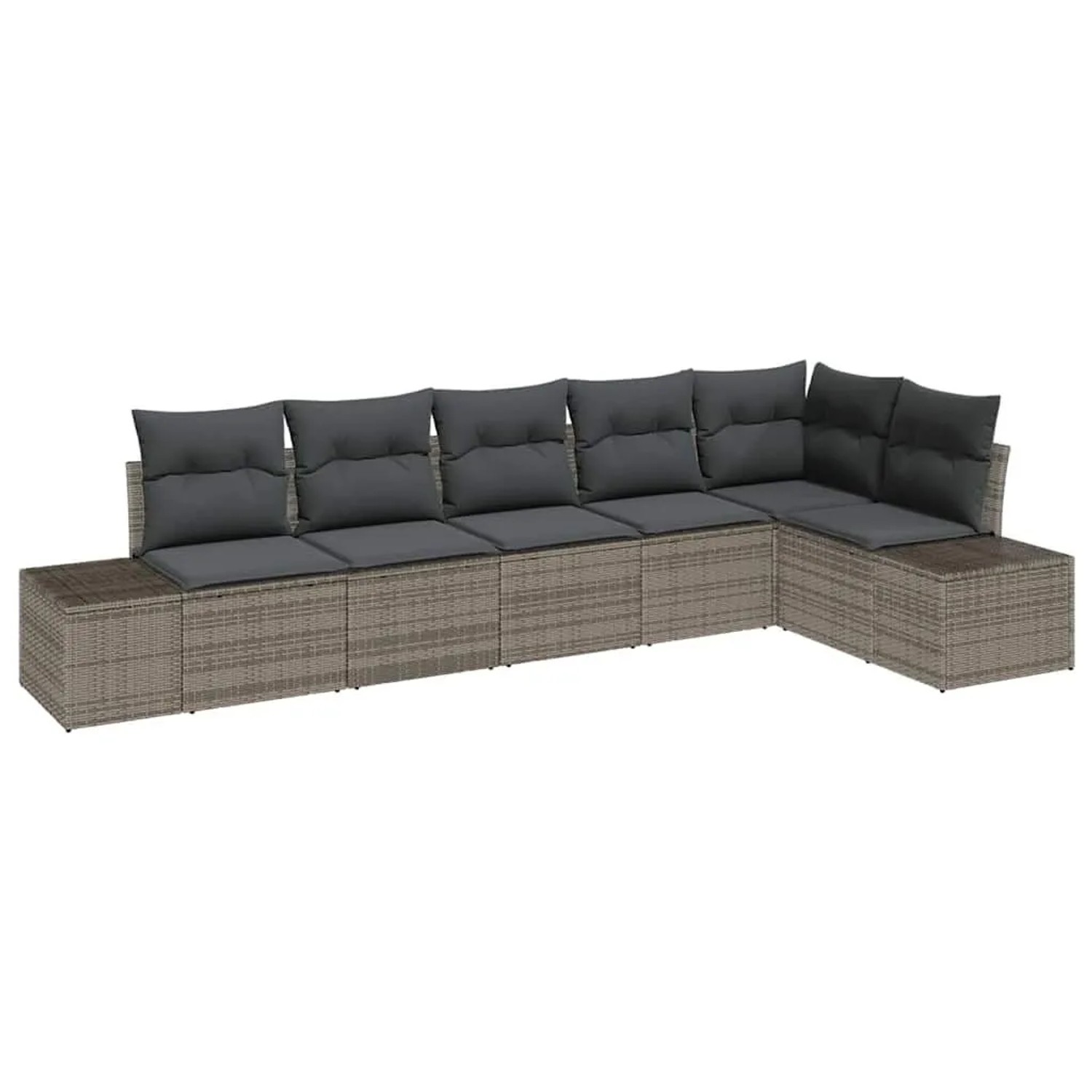 vidaXL Gartensofa-Set mit Speicher 6 Stk Grau Poly-Rattan 3355748 günstig online kaufen