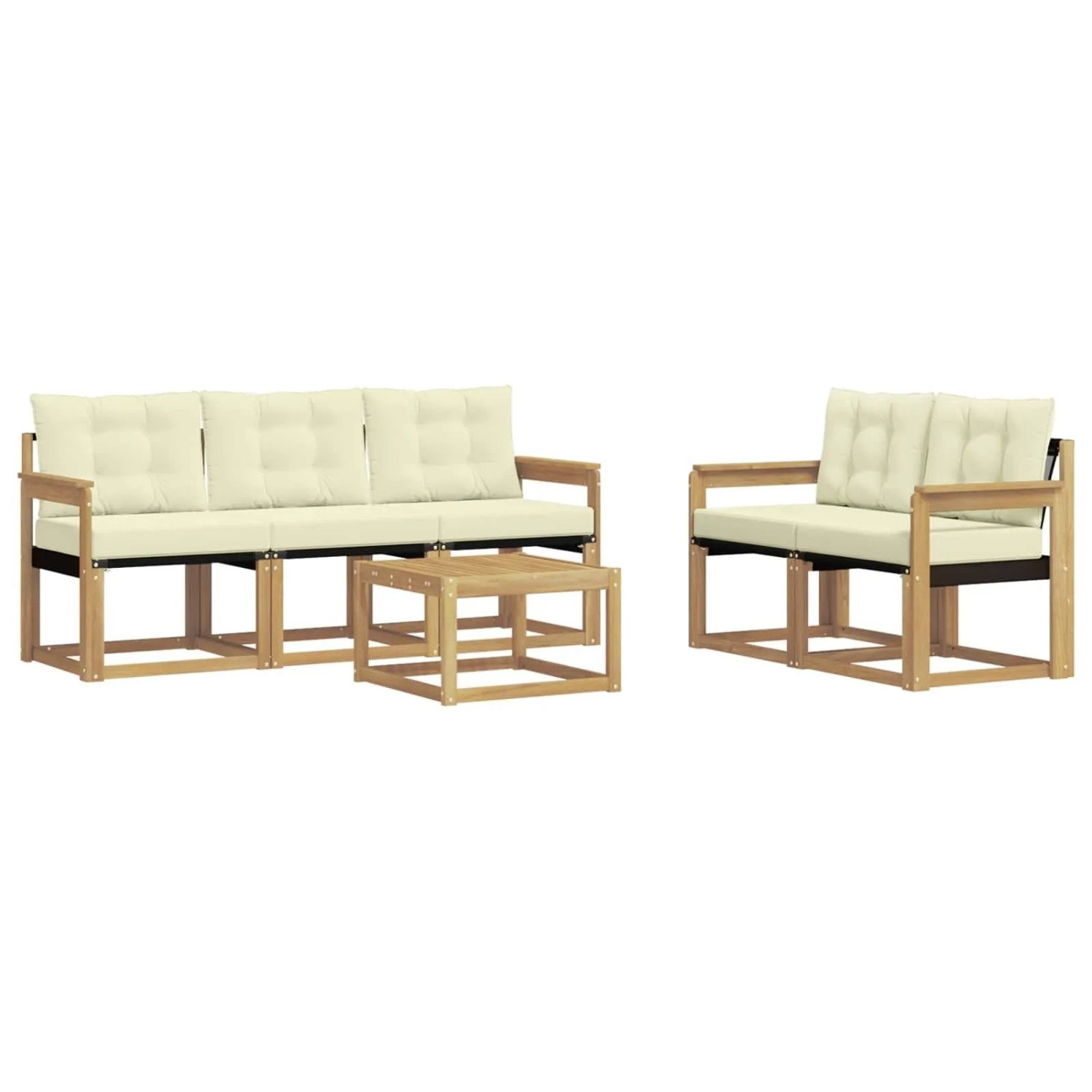 vidaXL Outdoor-Sofagarnitur mit Kissen 6-Tlg Weiß und Creme 3389204